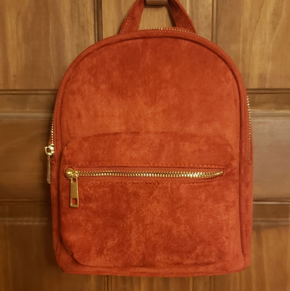 New w/ Tags! Forever21 Rust Orange Suede Backpack NWT